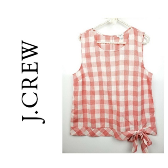 J. Crew Factory Tops - J Crew Blouse Sleeveless Gingham Plaid 12 NWT